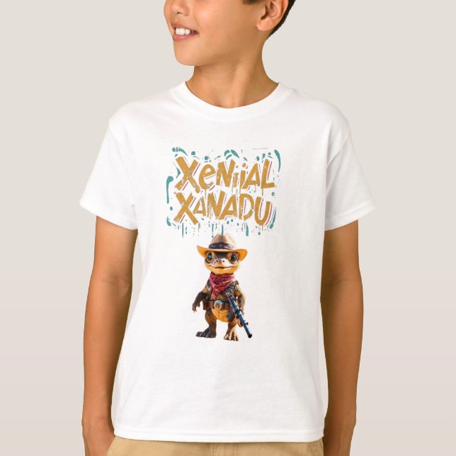 T-shirt Xenial Xanadu : Adorable Dinosaures Cowboy (Devant)