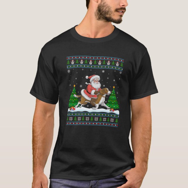 T-shirt Xmas Ailleurs Père Noël équitation Bretagne Espagn (Devant)