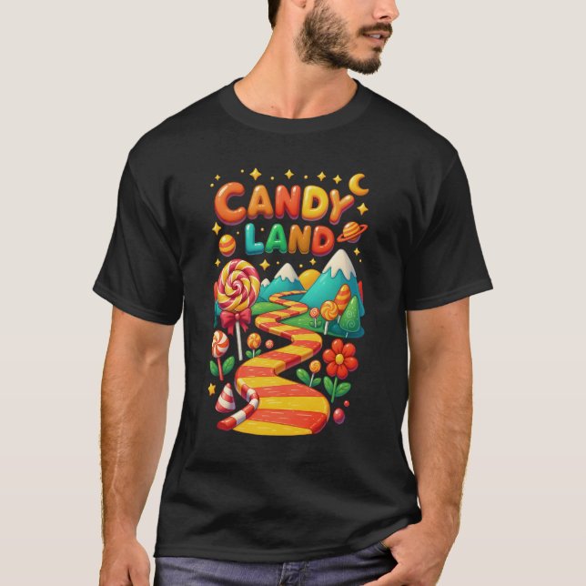 T-shirt Xmas Candy Land Rainbow Trail Candy Cane Merry Chr (Devant)