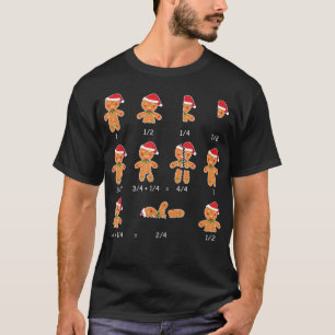 T-shirt Xmas Cookies Santa Hat Fractions Math Teacher Chri