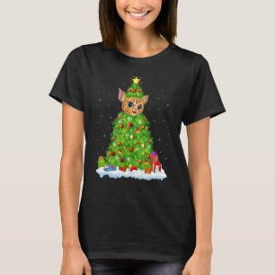 T-shirt Xmas Decorations Lights Santa Bobcat Christmas Tre