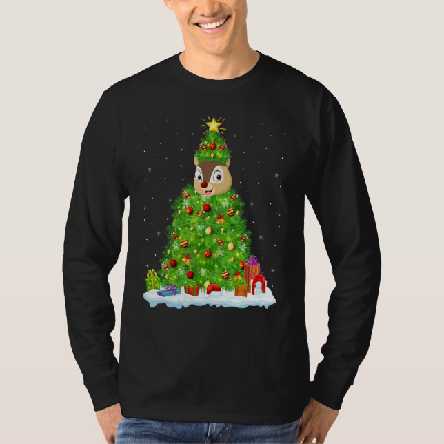 T-shirt Xmas Decorations Lights Santa Chipmunk Christmas T (Devant)