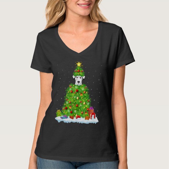 T-shirt Xmas Decorations Lights Santa Dalmatian Dog Christ (Devant)