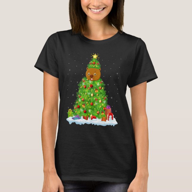 T-shirt Xmas Decorations Lights Santa Wombat Christmas Tre (Devant)
