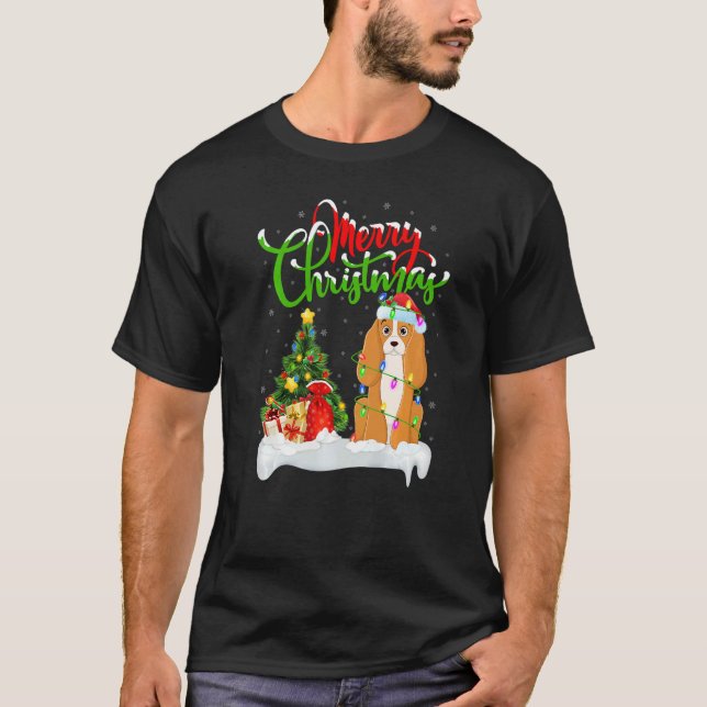 T-shirt Xmas Decorations Santa Cocker Spaniel Dog Christma (Devant)