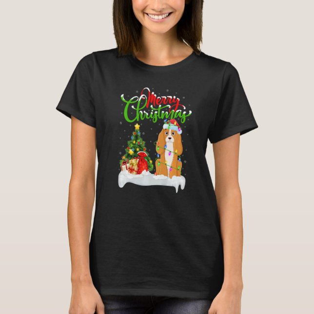 T-shirt Xmas Decorations Santa Cocker Spaniel Dog Christma (Devant)