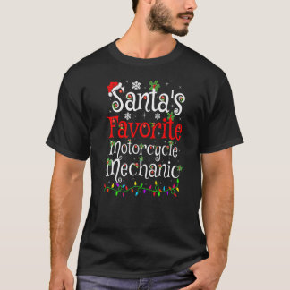 T-shirt Xmas Éclairage Père Noël S Mécanique De Moto Préfé