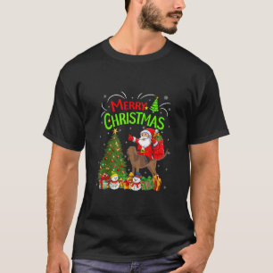 T-shirt Xmas éclaire Père Noël équitation Rhodesian Ridgeb