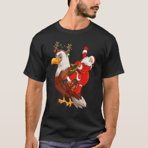 T-shirt Xmas Family Matching Funny Santa Riding Eagle Chri