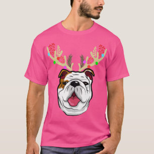 T-shirt XMAS Funny Bulldogs avec Antlers Noël - 1