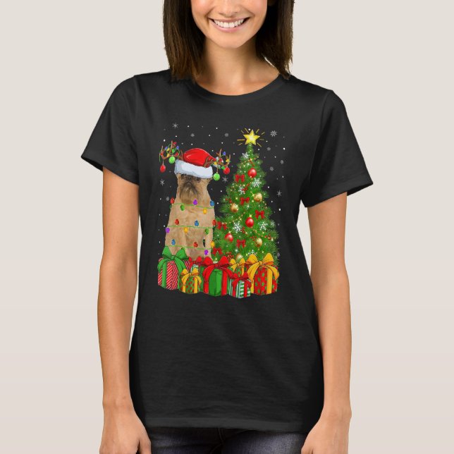 T-shirt Xmas Holiday Light Santa Brussels Griffon Dog Chri (Devant)