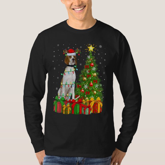 T-shirt Xmas Holiday Lights Santa English Pointer Dog Chri (Devant)