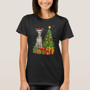 T-shirt Xmas Holiday Lights Santa Whippet
