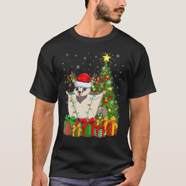 T-shirt Xmas Holiday Santa Sugar Glider Christmas Tree (Devant)