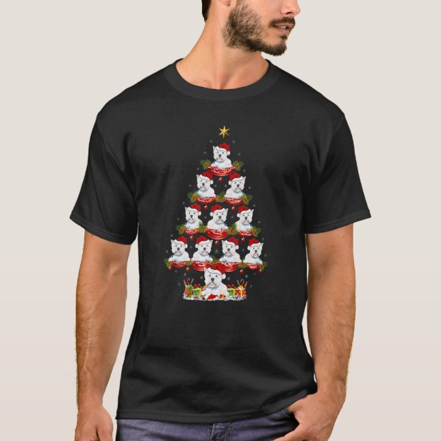 T-shirt Xmas Holiday  Santa Westie Dog Christmas Tree (Devant)