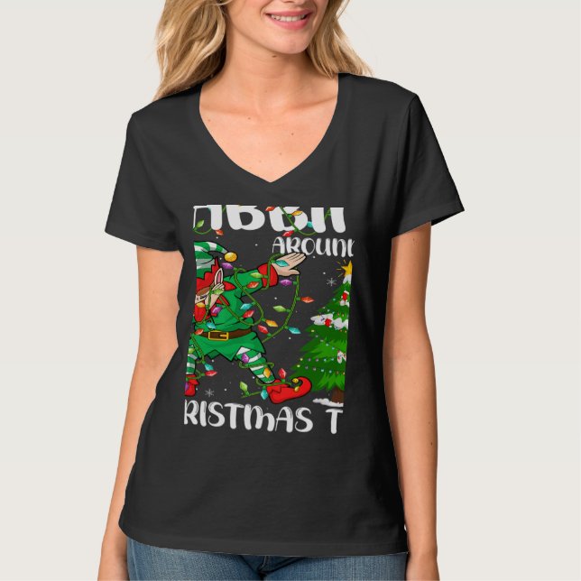 T-shirt Xmas Lighting Elf Dabbing Around The Christmas Tre (Devant)