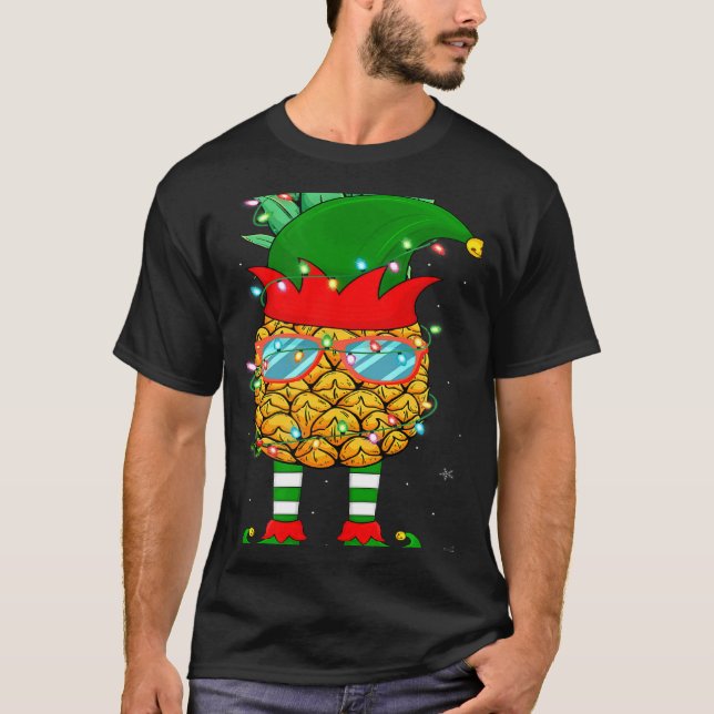 T-shirt Xmas Lighting Mele Kalikimaka Pineapple Elf Christ (Devant)