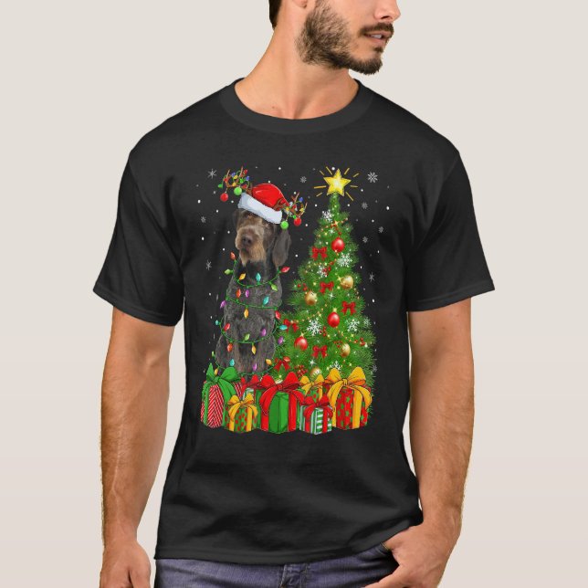 T-shirt Xmas Lights German Wirehaired Pointer Dog Christma (Devant)