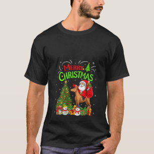 T-shirt Xmas Lights Père Noël équitation Miniature Pinsche