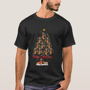 T-shirt Xmas Lights Santa Airedale Terrier Dog Christmas T
