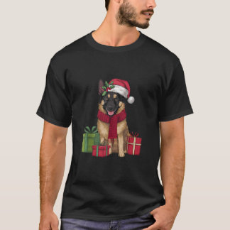 T-shirt Xmas Party Decoration Santa Belgian Malinois Dog C