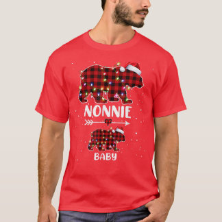 T-shirt Xmas Plaid Bear Nonnie Baby Polar Pregnancy Announ