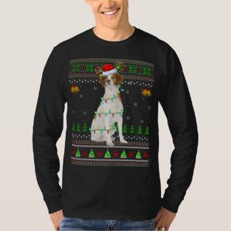 T-shirt Xmas Reindeer Santa Hat Bretagne Espagnol Chien la