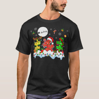 T-shirt Xmas Three Santa Reindeer Elf Autism Awareness Puz