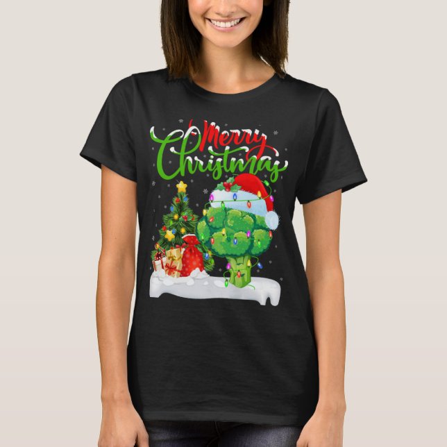 T-shirt Xmas Tree Lights Santa Hat Vegetable Broccoli Chri (Devant)