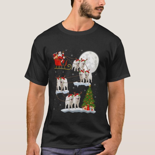 T-shirt Xmas Tree Lumières Drôle Père Noël équitation Samo (Devant)
