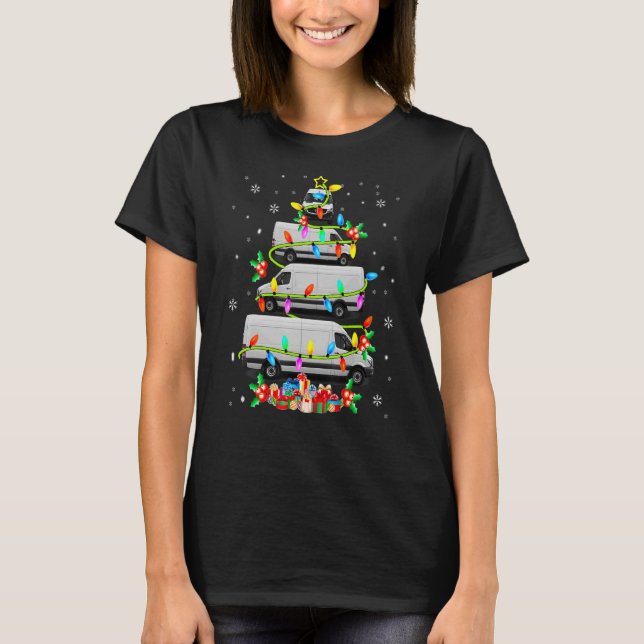 T-shirt Xmas Tree Van Xmas Lights Tree Driver famille Chri (Devant)