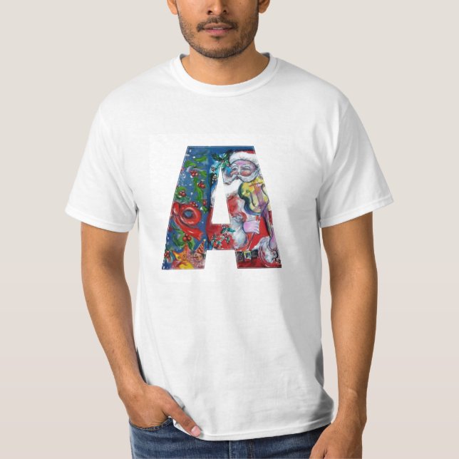 T-SHIRT XMAS UNE LETTRE /SANTA CLAUS AVEC MONOGRAM VIOLIN (Devant)