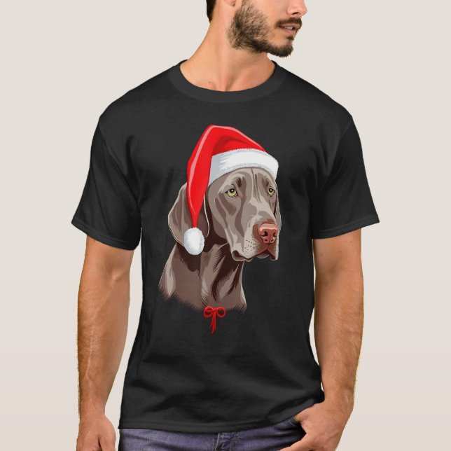 T-shirt Xmas Weimaraner Père Noël sur Christmas Weimaraner (Devant)
