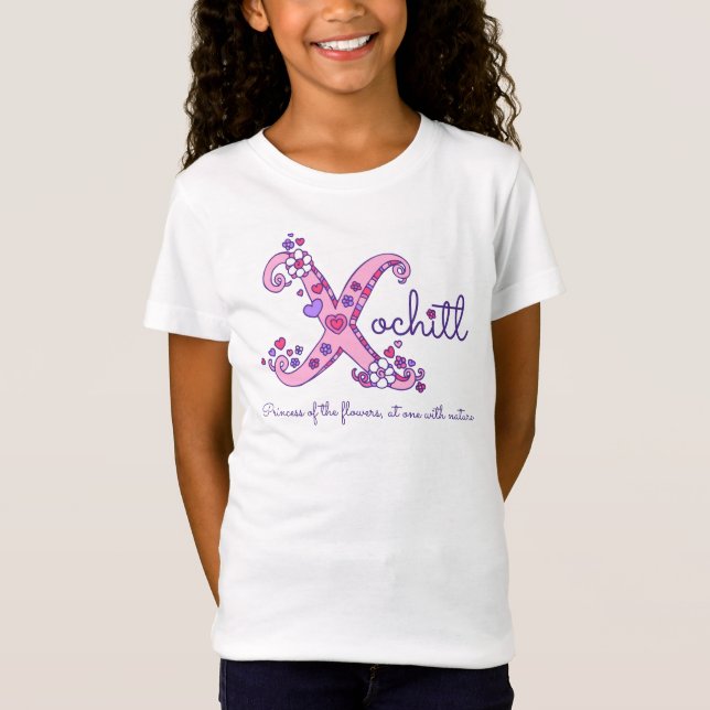 T-Shirt Xochitles filles X nom signifiant chemise monogram (Devant)