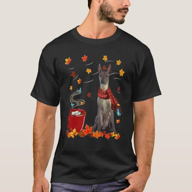T-shirt Xoloitzcuintli Chocolat Automne Chocolat Chien Cha (Devant)