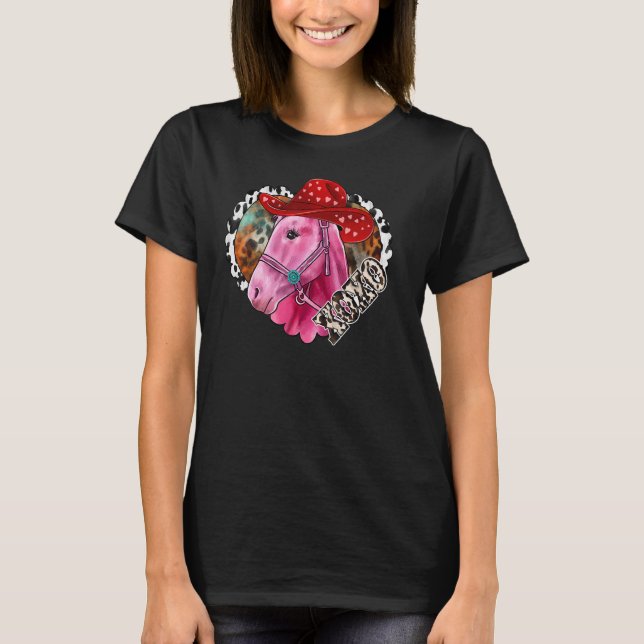 T-shirt Xoxo Cheval Rose Cheval Cheval Cheval Leopard West (Devant)