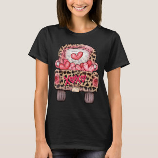 T-shirt XOXO Cute Pink Heart Leopard Camion Heureux Valent