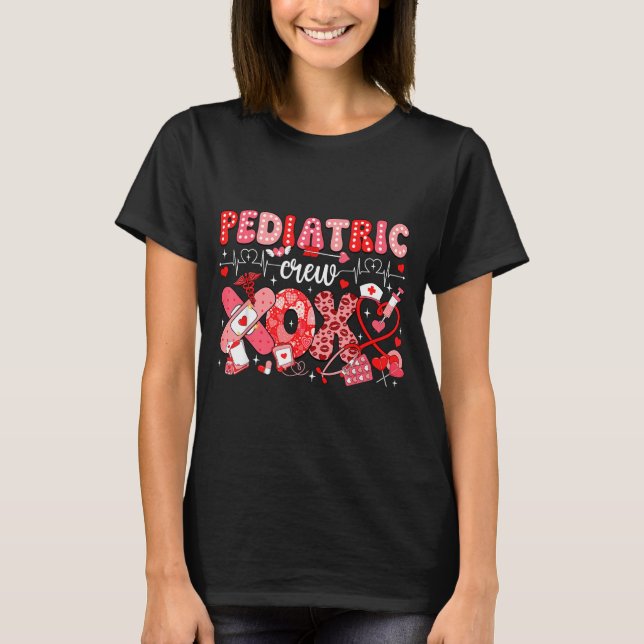 T-shirt Xoxo Nurse Pediatric Crew Nurse Valentine Leopard  (Devant)