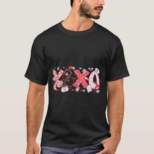 T-shirt Xoxo Stethoscope Valentine Rn Pct Cna Nurse Nurse  (Devant)