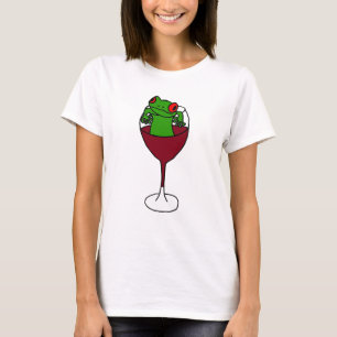 T-shirt XX grenouille d'arbre dans un verre de vin