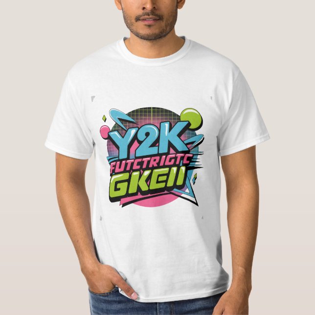 T-shirt Y2K Retro Neon Aesthetic Bold 90s Inspired Graphic (Devant)