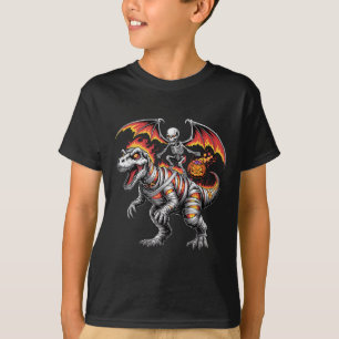 T-shirt Y Skeleton équitation Dinosaur T-rex Citrouille Ha
