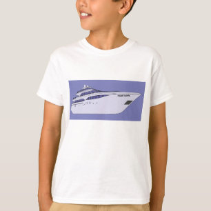 T-shirt Yacht à moteur de luxe Superyacht moderne blanc