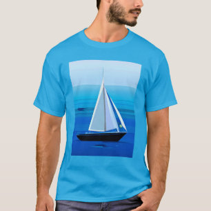 T-shirt Yacht Sous Voile, Bleu Cobalt