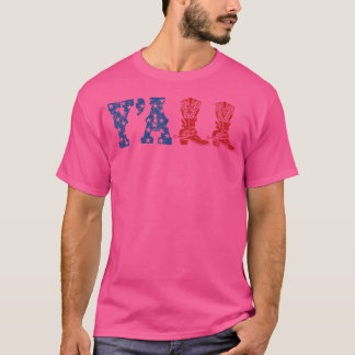 T-shirt Y'All American Flag Western Country Cowgirl Tee