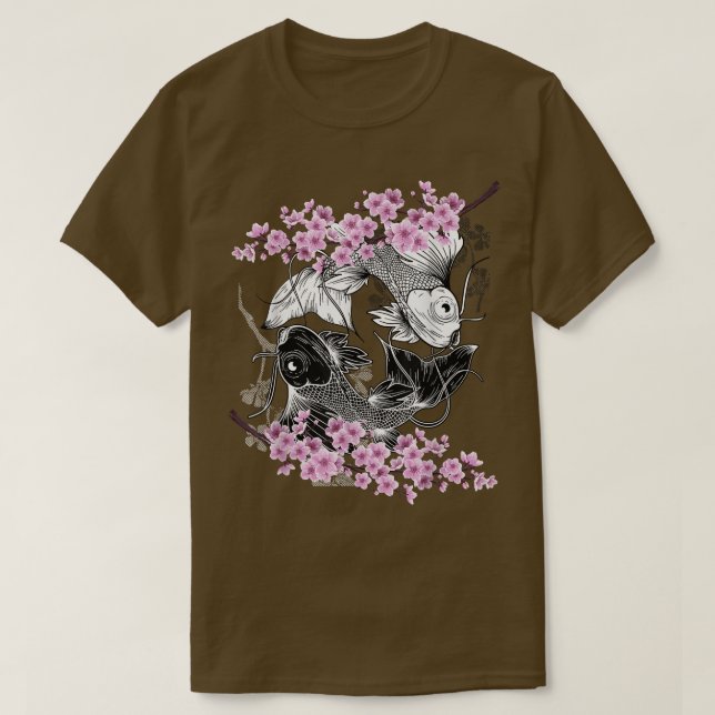 T-shirt Yang Yang Koi Poisson Sakura Fleur de cerisier Sp  (Design devant)