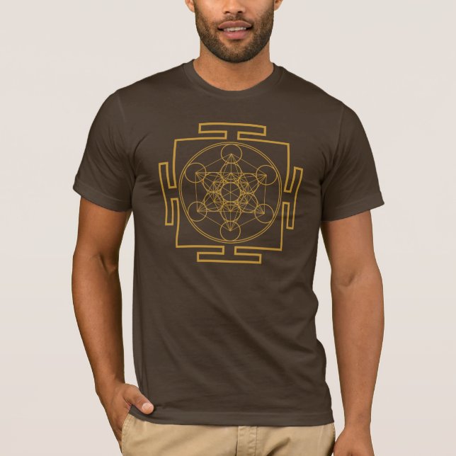 T-shirt Yantra Metatrons Cube, Merkaba, Géométrie Sacrée (Devant)