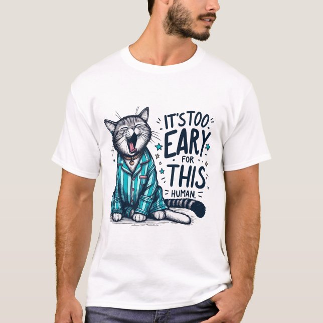 T-shirt Yawning Cat in Pajamas (Devant)