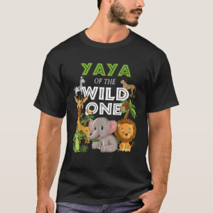 T-shirt Yaya of the Wild One Zoo Anniversaire Safari Jungl