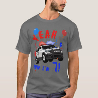 T-shirt Yeah Police Car Birthday 7 Years old friends girl 